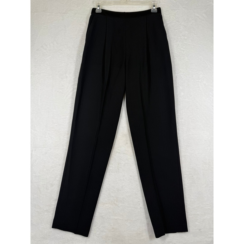 Alice + Olivia‎ Black High Rise Pleated Straight Leg Trousers Back Zip Career 4